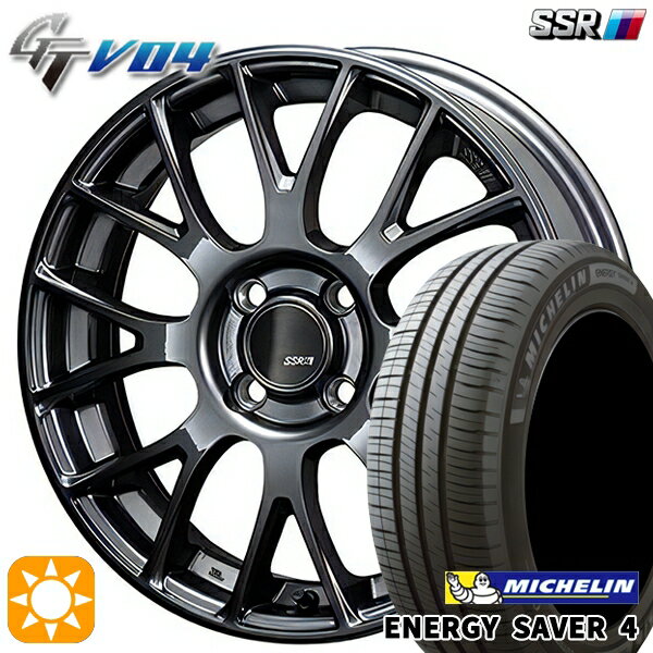 【取付対象】185/55R16 87V XL ミシュラン エナジーセイバー4 SSR GTV04 メタリックグレー 16インチ 6.0J 4H100 サマータイヤホイールセット