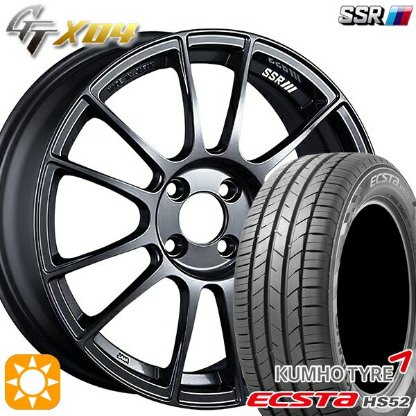 【取付対象】195/45R16 84V XL クムホ エクスタ HS52 SSR GTX04 ダークガンメタ 16インチ 6.5J 4H100 サマータイヤホイールセット
