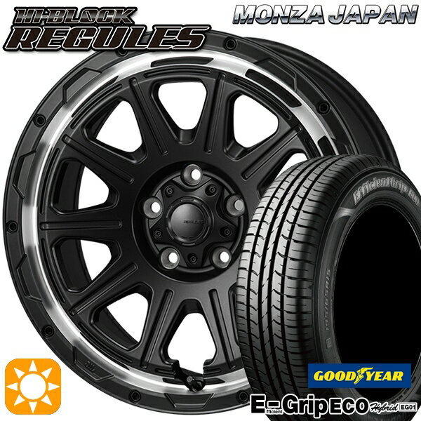 【取付対象】エスティマ ヤリスクロス 215/60R16 95H グッドイヤー エフィシェントグリップ エコ EG01 モンツァ ハイブロック レグルス サテンブラック/リムポリッシュ 16インチ 7.0J 5H114.3 サマータイヤホイールセット