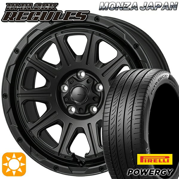 【取付対象】アイシス ノア 215/45R17 91W XL ピレリ パワジー モンツァ ハイブロック レグルス サテンブラック 17インチ 7.5J 5H114.3 サマータイヤホイールセット