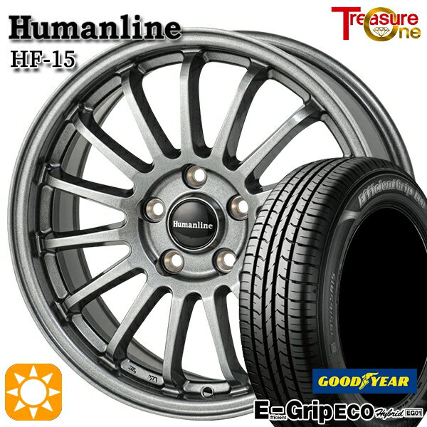 【取付対象】215/45R17 91W XL グッドイヤー エフィシェントグリップ エコ EG01 トレジャーワン ヒューマンライン HF15 ダークグレー 17インチ 7.0J 5H114.3 サマータイヤホイールセット