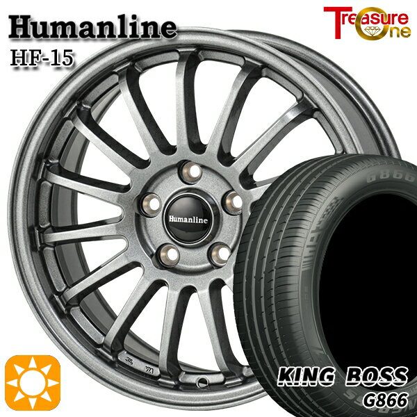 【取付対象】225/50R17 98W XL キングボス G866 トレジャーワン ヒューマンライン HF15 ダークグレー 17インチ 7.0J 5H114.3 サマータイヤホイールセット
