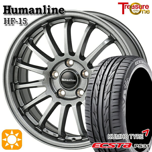 【取付対象】エスティマ ヤリスクロス 215/60R16 95V クムホ エクスタ PS31 トレジャーワン ヒューマンライン HF15 ダークグレー 16インチ 6.5J 5H114.3 サマータイヤホイールセット