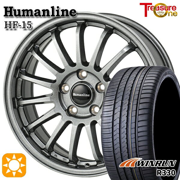 【取付対象】ジェイド アクセラ 225/40R18 92W XL ウィンラン R330 トレジャーワン ヒューマンライン HF15 ダークグレー 18インチ 7.0J 5H114.3 サマータイヤホイールセット