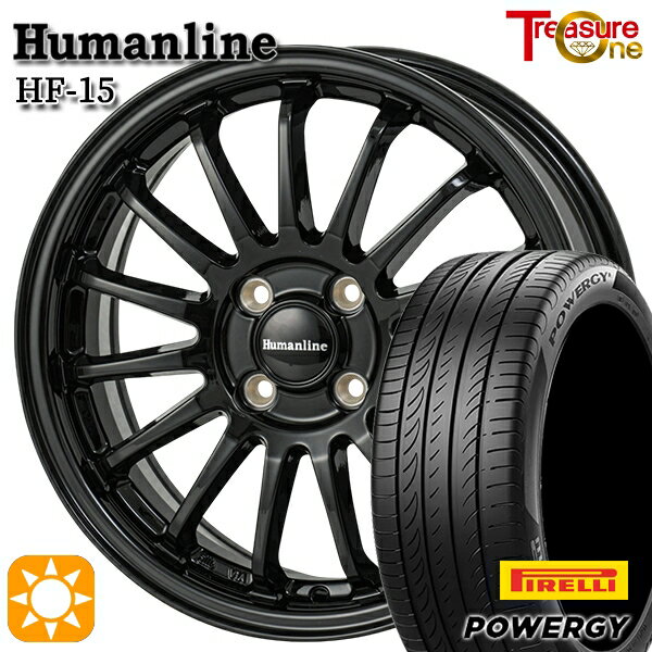 【取付対象】N-BOX ウェイク 165/55R15 75H ピレリ パワジー トレジャーワン ヒューマンライン HF15 ブラック 15インチ 4.5J 4H100 サマータイヤホイールセット