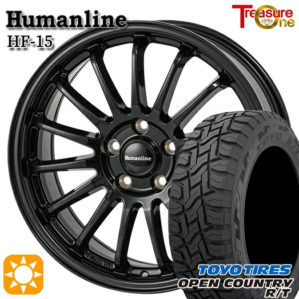 【取付対象】デリカD5 215/70R16 100Q トーヨー オープンカントリー R/T トレジャーワン ヒューマンライン HF15 ブラック 16インチ 6.5J 5H114.3 サマータイヤホイールセット