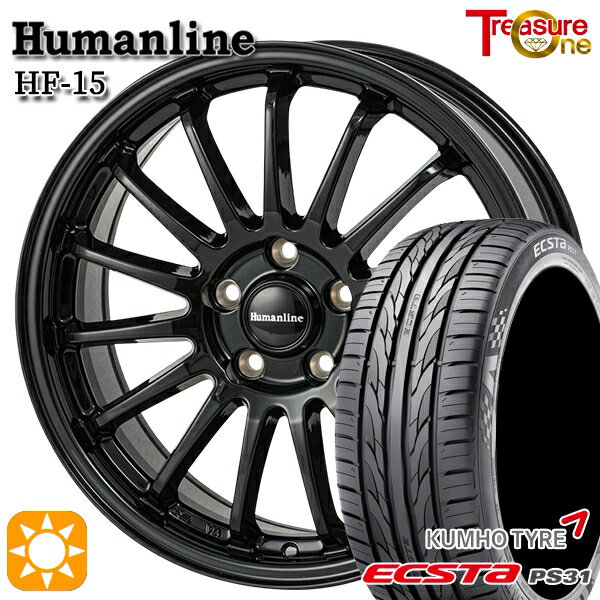 【取付対象】エスティマ ヤリスクロス 215/60R16 95V クムホ エクスタ PS31 トレジャーワン ヒューマンライン HF15 ブラック 16インチ 6.5J 5H114.3 サマータイヤホイールセット