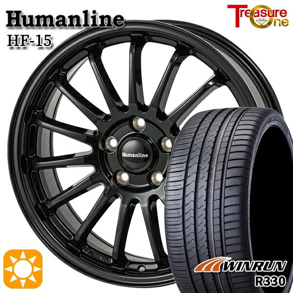 【取付対象】ジェイド アクセラ 225/40R18 92W XL ウィンラン R330 トレジャーワン ヒューマンライン HF15 ブラック 18インチ 7.0J 5H114.3 サマータイヤホイールセット