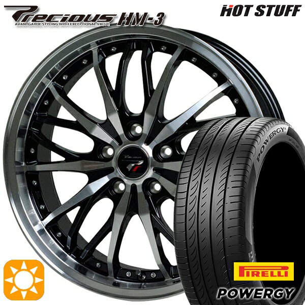【取付対象】リーフ レヴォーグ 215/50R17 95W XL ピレリ パワジー HotStuff プレシャス HM-3 メタリックブラックポリッシュ 17インチ 7.0J 5H114.3 サマータイヤホイールセット