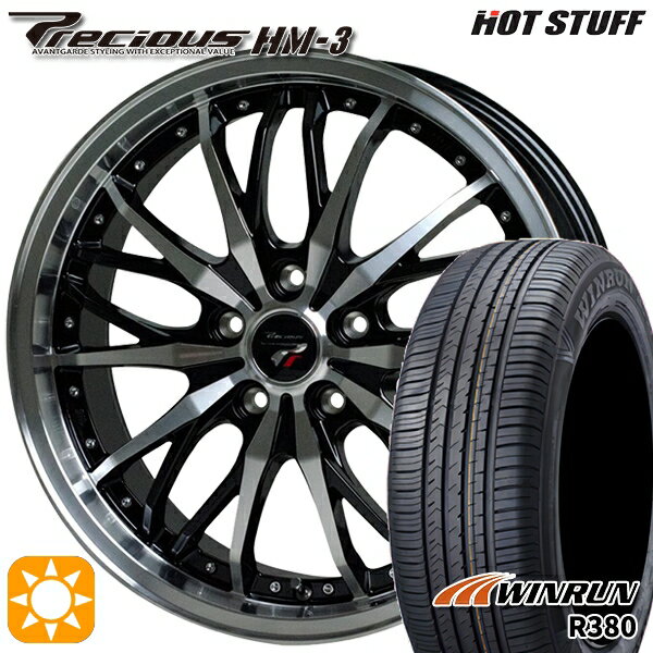 【取付対象】マツダ6 エクストレイル 225/60R18 104V XL ウィンラン R380 HotStuff プレシャス HM-3 メタリックブラックポリッシュ 18インチ 7.0J 5H114.3 サマータイヤホイールセット