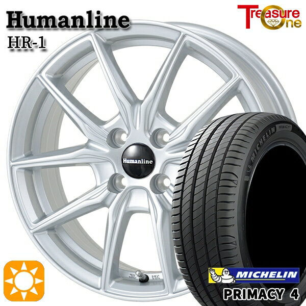 【取付対象】フィット アクア 185/60R15 88H XL ミシュラン プライマシー4 トレジャーワン ヒューマンライン HR1 シルバー 15インチ 5.5J 4H100 サマータイヤホイールセット