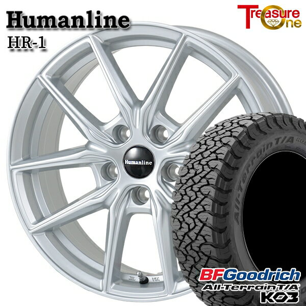 【取付対象】ハリアー エクストレイル 225/65R17 107/103S RBL BFグッドリッチ オールテレーン T/A KO3 トレジャーワン ヒューマンライン HR1 シルバー 17インチ 7.0J 5H114.3 サマータイヤホイールセット