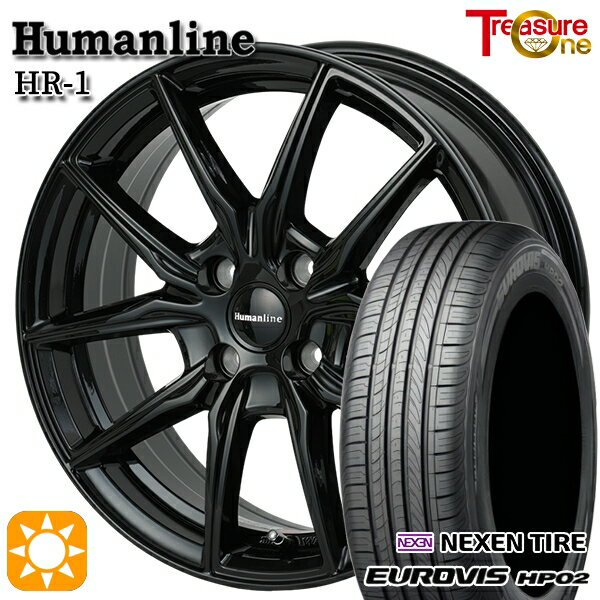 【取付対象】155/65R14 ネクセン ロードストーン ユーロビズ HP02 トレジャーワン ヒューマンライン HR1 ブラック 14インチ 4.5J 4H100 サマータイヤホイールセット