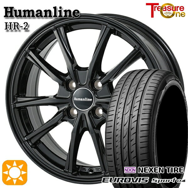 【取付対象】エブリィワゴン 165/60R14 75H ロードストーン ユーロビズ Sport 04 トレジャーワン ヒューマンライン HR2 ブラック 14インチ 4.5J 4H100 サマータイヤホイールセット