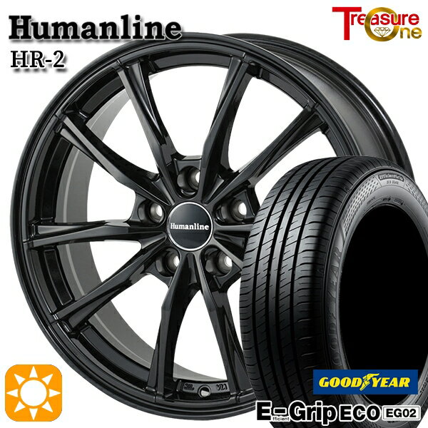 【取付対象】エスクァイア セレナ 195/65R15 91H グッドイヤー エフィシェントグリップ EG02 トレジャーワン ヒューマンライン HR2 ブラック 15インチ 6.0J 5H114.3 サマータイヤホイールセット