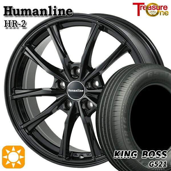 【取付対象】プリウスα ストリーム 205/60R16 92V キングボス G521 トレジャーワン ヒューマンライン HR2 ブラック 16インチ 6.5J 5H114.3 サマータイヤホイールセット