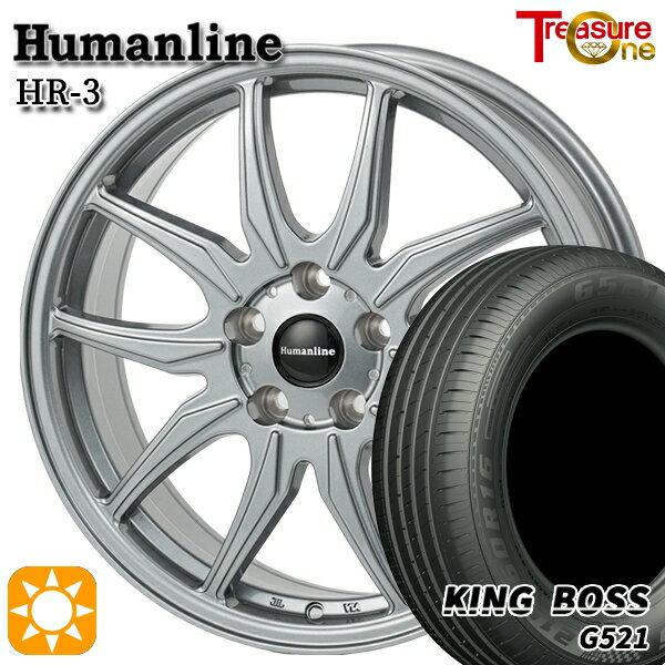 【取付対象】リーフ アクセラ 205/55R16 91V キングボス G521 トレジャーワン ヒューマンライン HR3 ダークシルバー 16インチ 6.5J 5H114.3 サマータイヤホイールセット