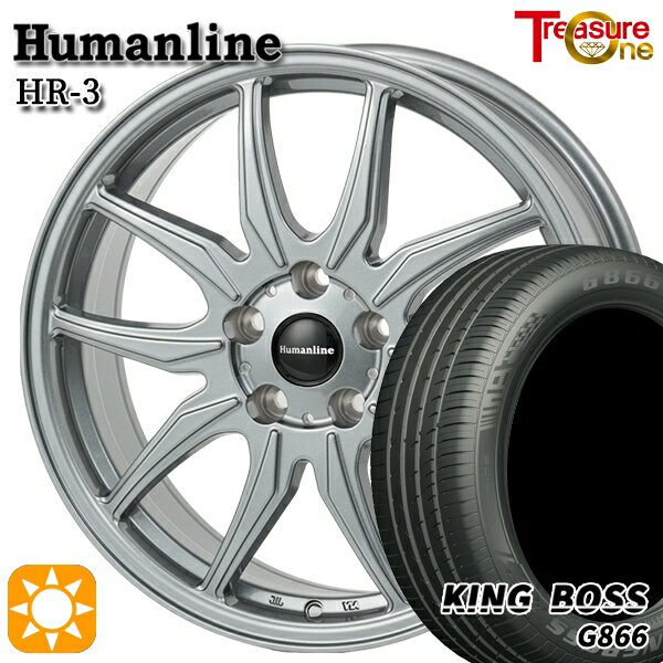 【取付対象】リーフ レヴォーグ 215/50R17 95W XL キングボス G866 トレジャーワン ヒューマンライン HR3 ダークシルバー 17インチ 7.0J 5H114.3 サマータイヤホイールセット