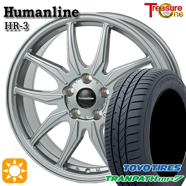 【取付対象】エスティマ ヤリスクロス 215/60R16 95H トーヨー トランパス mp7 トレジャーワン ヒューマンライン HR3 ダークシルバー 16インチ 6.5J 5H114.3 サマータイヤホイールセット