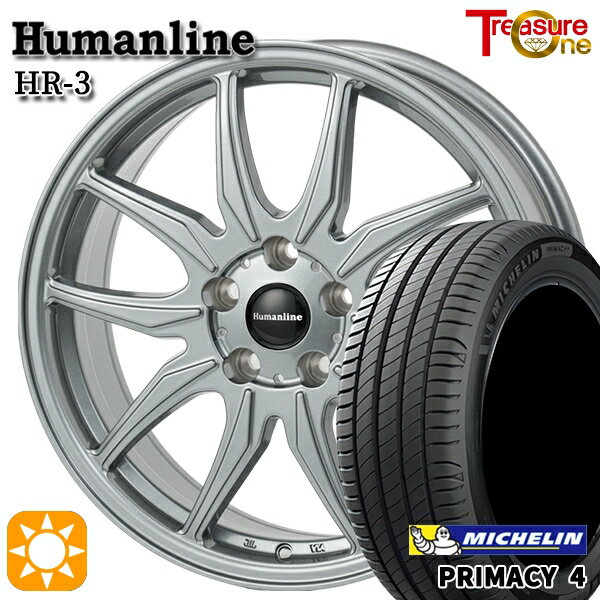 【取付対象】リーフ アクセラ 205/55R16 91W ミシュラン プライマシー4 トレジャーワン ヒューマンライン HR3 ダークシルバー 16インチ 6.5J 5H114.3 サマータイヤホイールセット