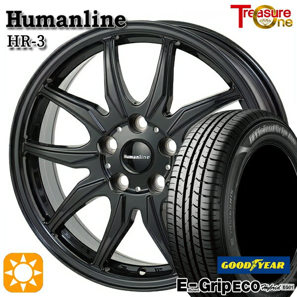 【取付対象】プリウスα ストリーム 205/60R16 92H グッドイヤー エフィシェントグリップ エコ EG01 トレジャーワン ヒューマンライン HR3 ブラック 16インチ 6.5J 5H114.3 サマータイヤホイールセット