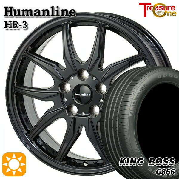 【取付対象】カムリ ヴェゼル 215/55R17 98W XL キングボス G866 トレジャーワン ヒューマンライン HR3 ブラック 17インチ 7.0J 5H114.3 サマータイヤホイールセット