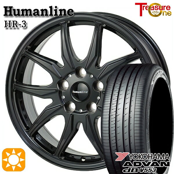 【取付対象】アクセラ アテンザ 215/45R18 93W XL ヨコハマ アドバンデシベル V553 トレジャーワン ヒューマンライン HR3 ブラック 18インチ 7.0J 5H114.3 サマータイヤホイールセット