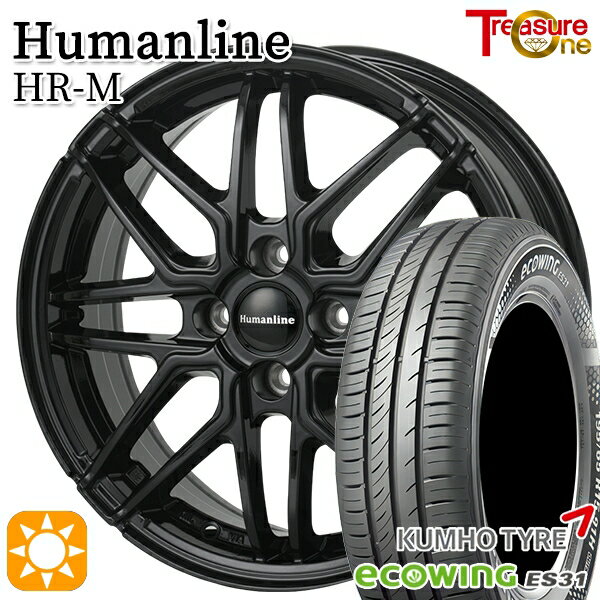 【取付対象】アクア ヴィッツ 165/70R14 81T クムホ エコウィング ES31 トレジャーワン ヒューマンライン HRM GM 14インチ 5.5J 4H100 サマータイヤホイールセット
