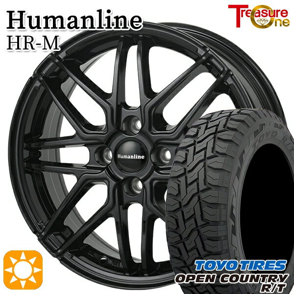 【取付対象】155/65R14 75Q トーヨー オープンカントリー R/T トレジャーワン ヒューマンライン HRM BK 14インチ 4.5J 4H100+45 サマータイヤホイールセット