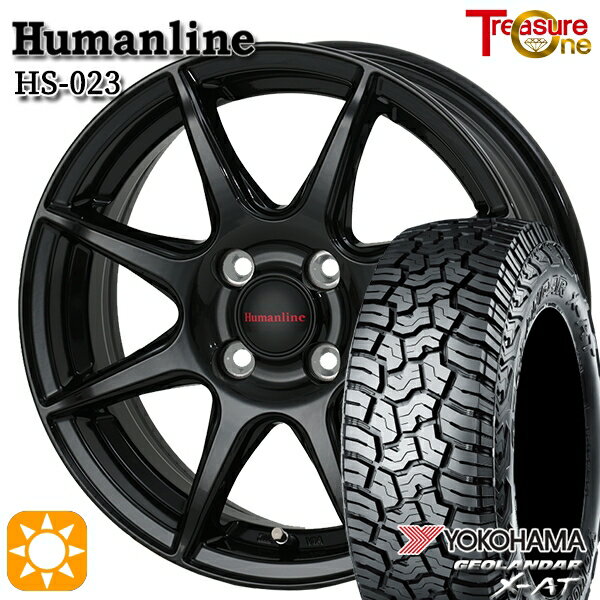 【取付対象】145R14C 85/83Q ヨコハマ ジオランダーX-AT G016 トレジャーワン ヒューマンライン HS023 ブラック 14インチ 4.5J 4H100 サマータイヤホイールセット