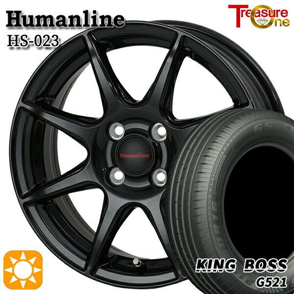 【取付対象】フィット アクア 185/60R15 84H キングボス G521 トレジャーワン ヒューマンライン HS023 ブラック 15インチ 5.5J 4H100 サマータイヤホイールセット