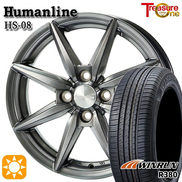 【取付対象】タンク ルーミー 165/65R14 79T ウィンラン R380 トレジャーワン ヒューマンライン HS08 ダークグレー 14インチ 5.5J 4H100 サマータイヤホイールセット