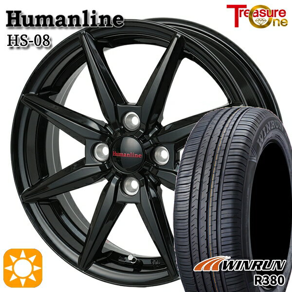 【取付対象】175/65R14 82T ウィンラン R380 トレジャーワン ヒューマンライン HS08 ブラック 14インチ 5.5J 4H100 サマータイヤホイールセット