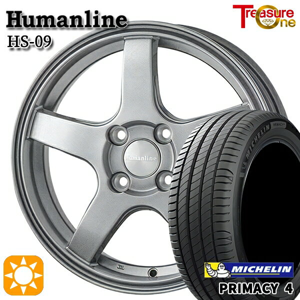 【取付対象】フィット アクア 185/60R15 88H XL ミシュラン プライマシー4 トレジャーワン ヒューマンライン HS09 ダークグレー 15インチ 5.5J 4H100 サマータイヤホイールセット