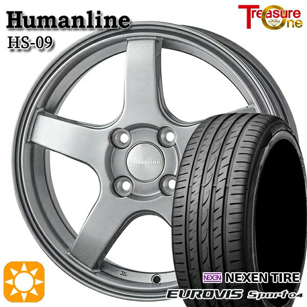【取付対象】165/60R14 75H ロードストーン ユーロビズ Sport 04 トレジャーワン ヒューマンライン HS09 ダークグレー 14インチ 4.5J 4H100 サマータイヤホイールセット