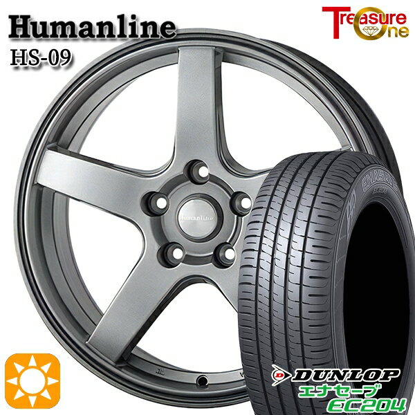 【取付対象】205/60R16 92H ダンロップ エナセーブ EC204 トレジャーワン ヒューマンライン HS09 ダークグレー 16インチ 6.5J 5H114.3 サマータイヤホイールセット