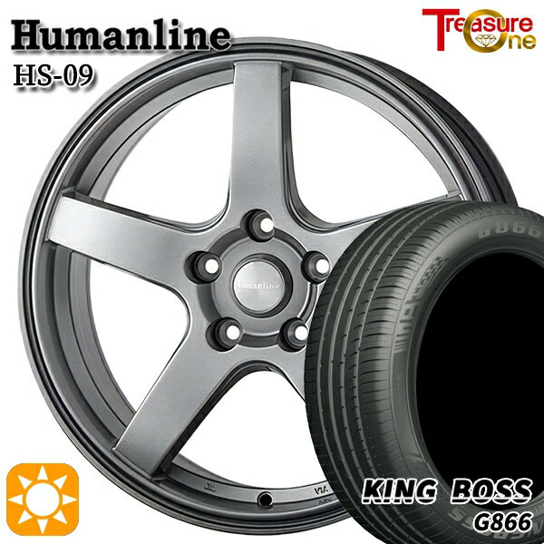 【取付対象】リーフ レヴォーグ 215/50R17 95W XL キングボス G866 トレジャーワン ヒューマンライン HS09 ダークグレー 17インチ 7.0J 5H114.3 サマータイヤホイールセット