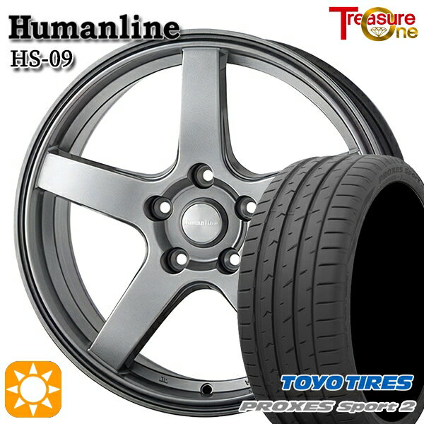 【取付対象】225/40R18 92Y XL トーヨー プロクセススポーツ2 トレジャーワン ヒューマンライン HS09 ダークグレー 18インチ 7.0J 5H114.3 サマータイヤホイールセット
