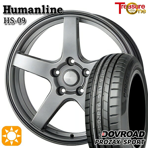 【取付対象】アウトランダー エクストレイル 225/55R18 102W XL DOVROAD プロザックススポーツ トレジャーワン ヒューマンライン HS09 ダークグレー 18インチ 7.0J 5H114.3 サマータイヤホイールセット
