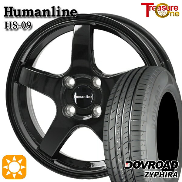 【取付対象】N-BOX ウェイク 165/55R15 75V DOVROAD ザイファイラ トレジャーワン ヒューマンライン HS09 ブラック 15インチ 4.5J 4H100 サマータイヤホイールセット