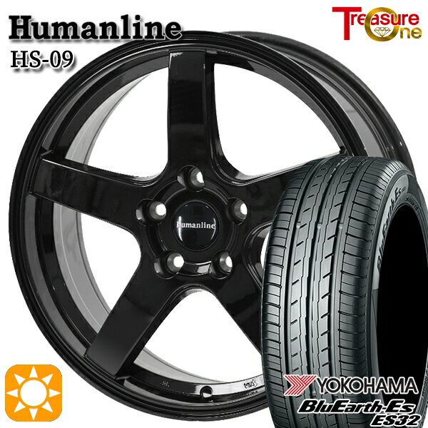 【取付対象】C-HR ヴェゼル 225/50R18 95V ヨコハマ ブルーアース ES32 トレジャーワン ヒューマンライン HS09 ブラック 18インチ 7.0J 5H114.3 サマータイヤホイールセット