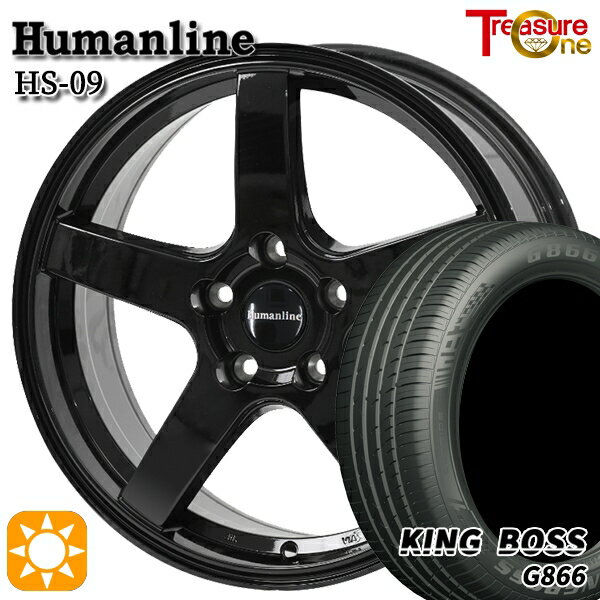 【取付対象】215/50R17 95W XL キングボス G866 トレジャーワン ヒューマンライン HS09 ブラック 17インチ 7.0J 5H100 サマータイヤホイールセット