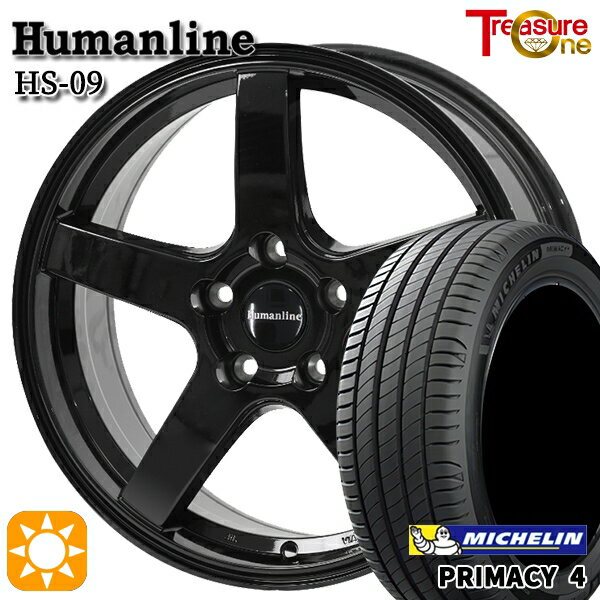 【取付対象】205/55R16 91W ミシュラン プライマシー4 トレジャーワン ヒューマンライン HS09 ブラック 16インチ 6.5J 5H100 サマータイヤホイールセット