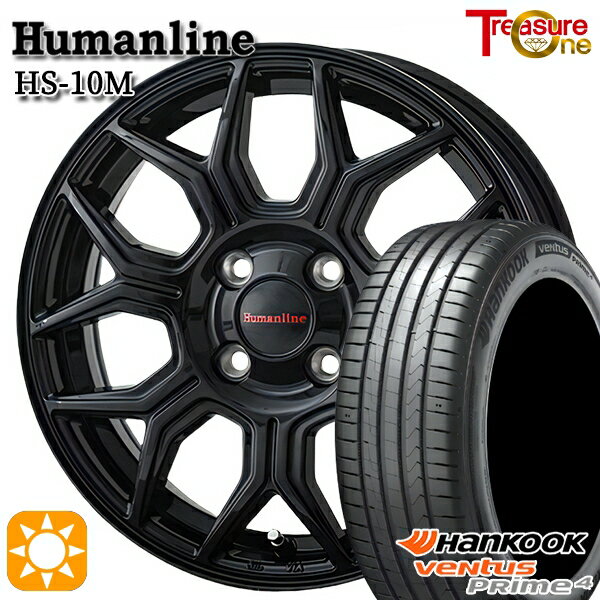 【取付対象】195/50R16 88V XL ハンコック veNtus PRime4 K135 トレジャーワン ヒューマンライン HS10M ブラック 16インチ 6.5J 4H100 サマータイヤホイールセット