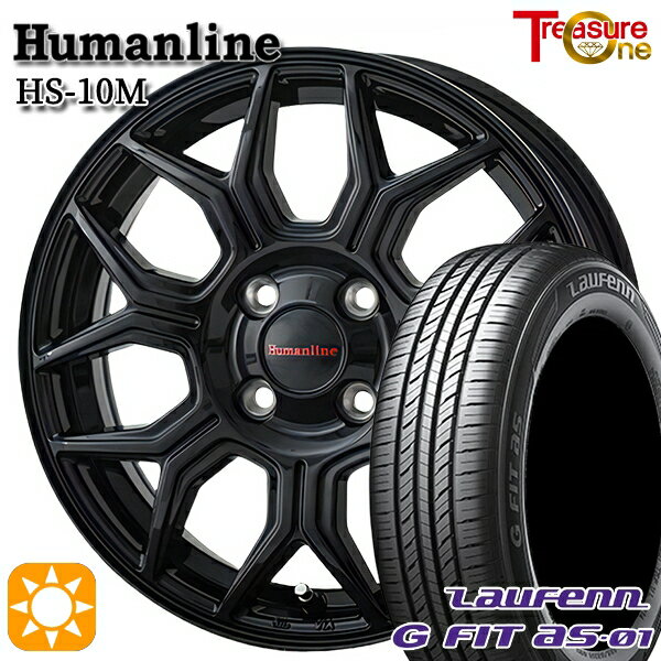 5/15ポイント5倍★175/65R14 82T ラウフェン G FIT as-01 LH42 トレジャーワン ヒューマンライン HS10M ブラック 14インチ 5.5J 4H100 サマータイヤホイールセット