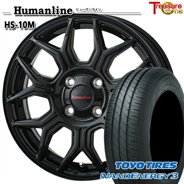 【取付対象】155/65R13 73S トーヨー ナノエナジー3 トレジャーワン ヒューマンライン HS10M ブラック 13インチ 4.0J 4H100 サマータイヤホイールセット