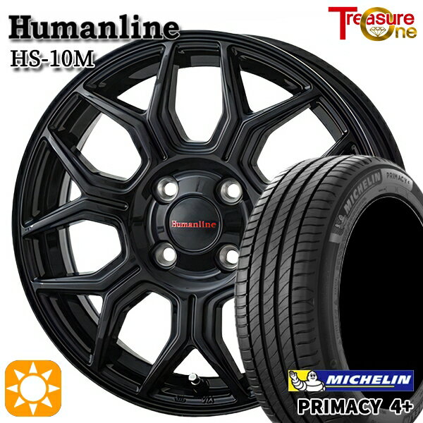 【取付対象】マツダ2 ノート 195/55R16 87V ミシュラン プライマシー4プラス トレジャーワン ヒューマンライン HS10M ブラック 16インチ 6.5J 4H100 サマータイヤホイールセット