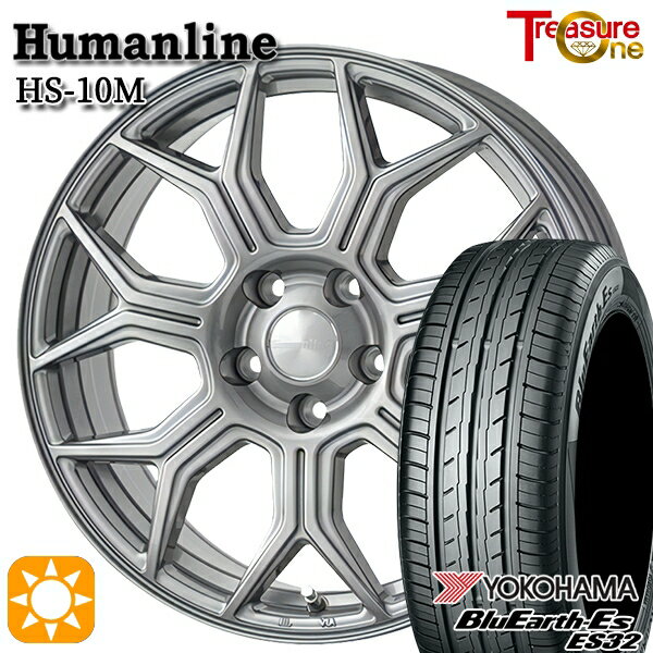 【取付対象】215/45R18 93W ヨコハマ ブルーアース ES32 トレジャーワン ヒューマンライン HS10M　ダークグレー 18インチ 7.0J 5H114.3 サマータイヤホイールセット