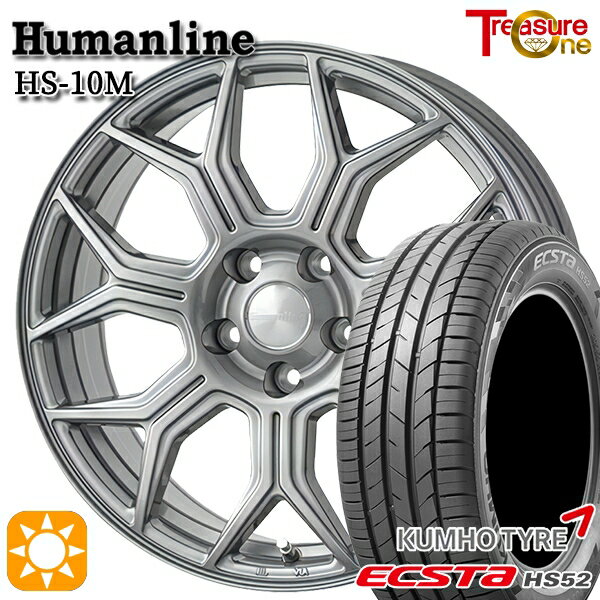 【取付対象】205/55R16 91V クムホ エクスタ HS52 トレジャーワン ヒューマンライン HS10M　ダークグレー 16インチ 6.5J 5H100 サマータイヤホイールセット