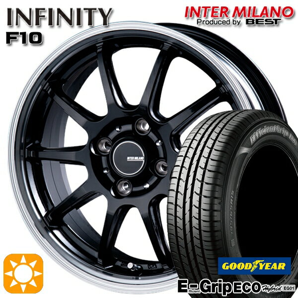 【取付対象】N-BOX 155/65R14 75S グッドイヤー エフィシェントグリップ エコ EG01 インターミラノ インフィニティ F10 BK/RP 14インチ 4.5J 4H100 サマータイヤホイールセット